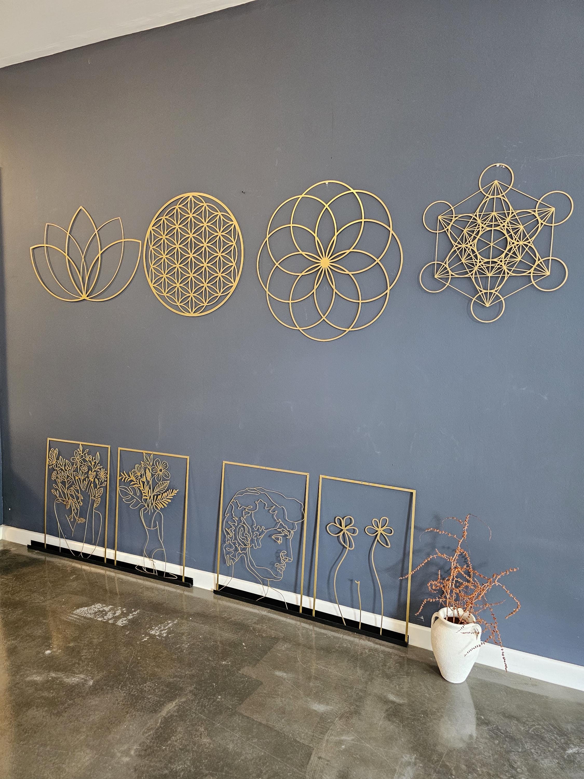Gold Sacred Geometry Metal Art: Yoga Studio Wall Decor Set - Etsy