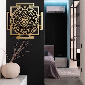 Sri Yantra Gold Metal Wall Art, Sacred Geometry Decor - Etsy