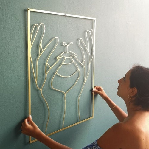Female Body Wall Art Gold Wall Decor Woman Line Art Large Etsy