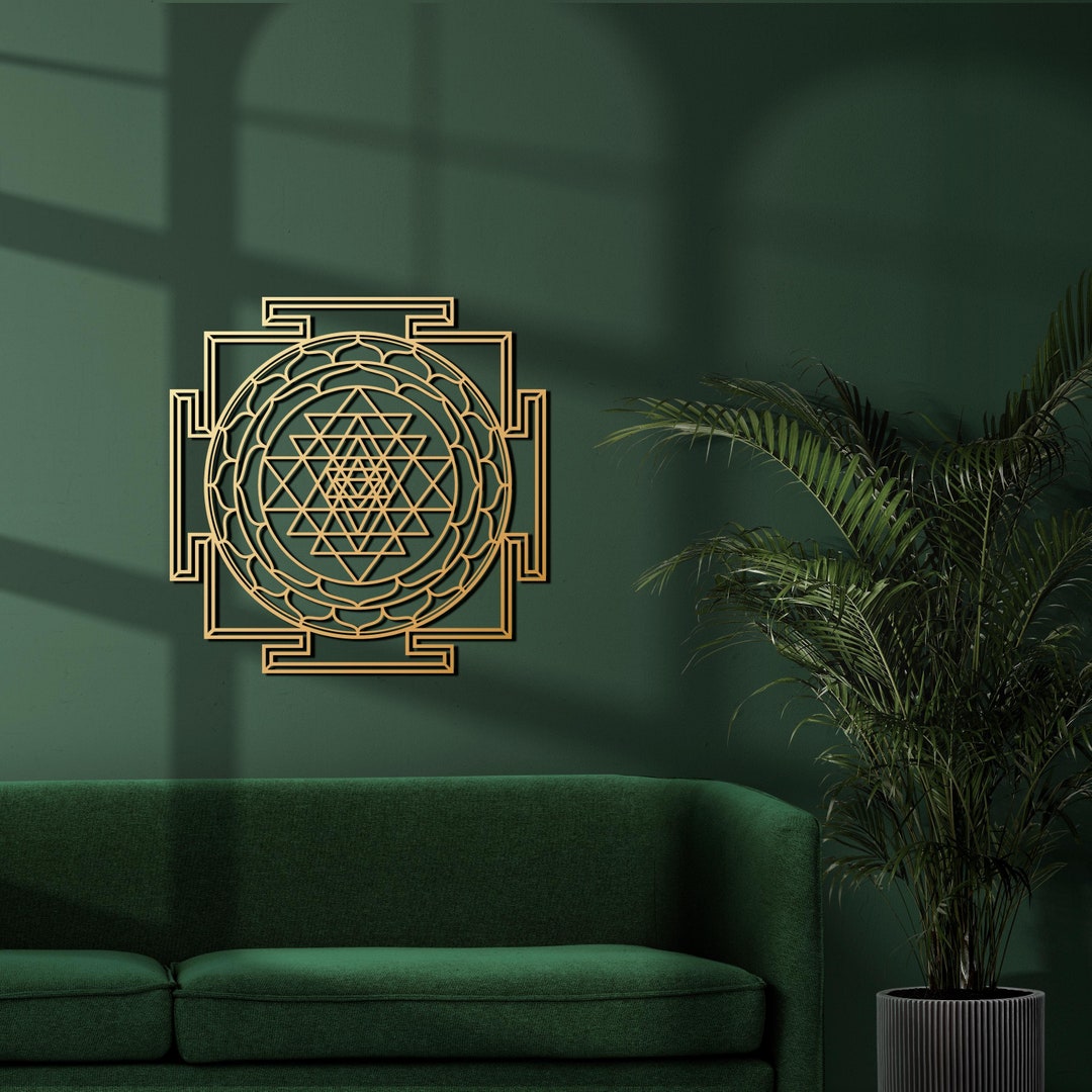 Sri Yantra Gold Metal Wall Art, Sacred Geometry Decor - Etsy