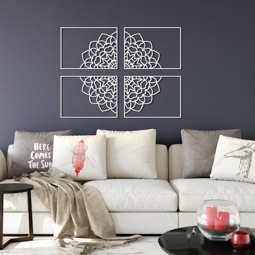 Mandala XL Wall Decor Metal Wall Art Set Geometric Decor Etsy