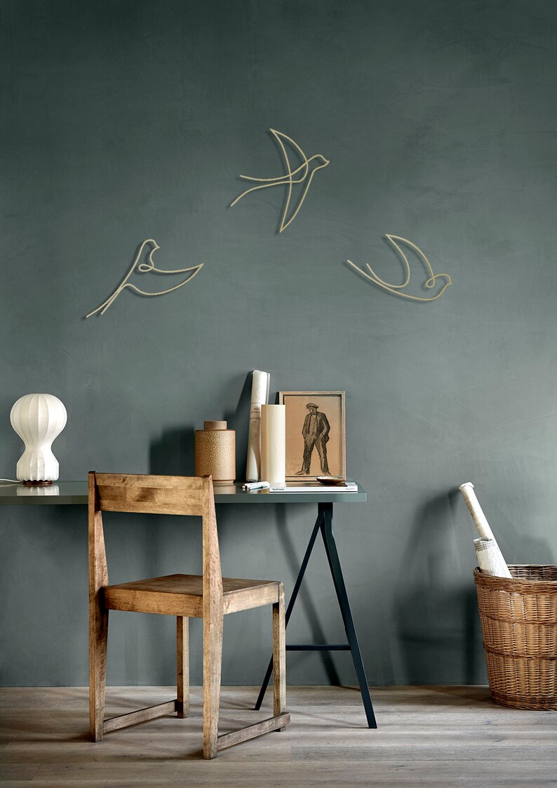 Gold Birds Wall Art Set Gold Wall Decor Single Line Metal Etsy UK
