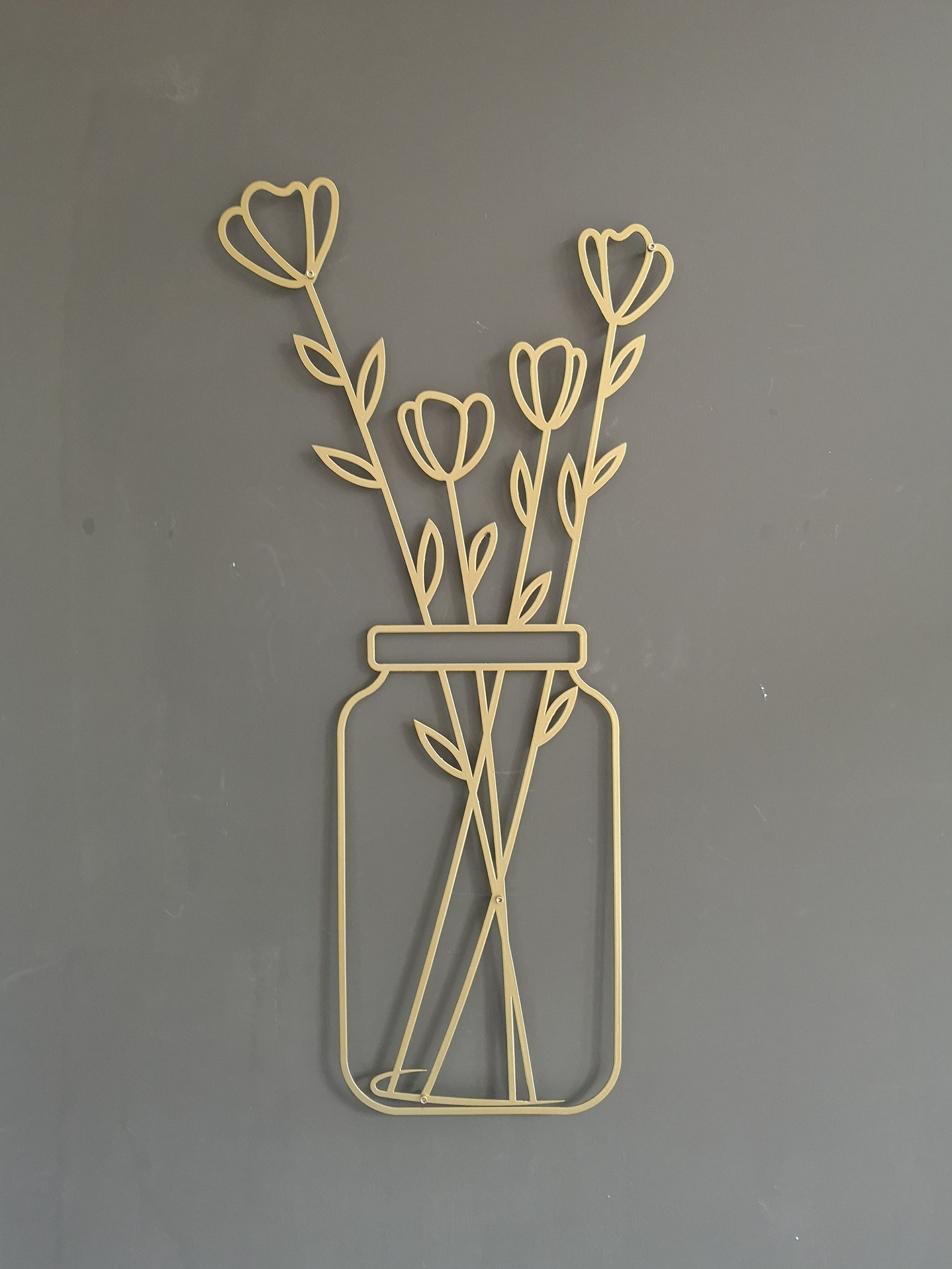 Flower in Vase Metal Wall Decor Flowers Wall Art Set Unique Etsy