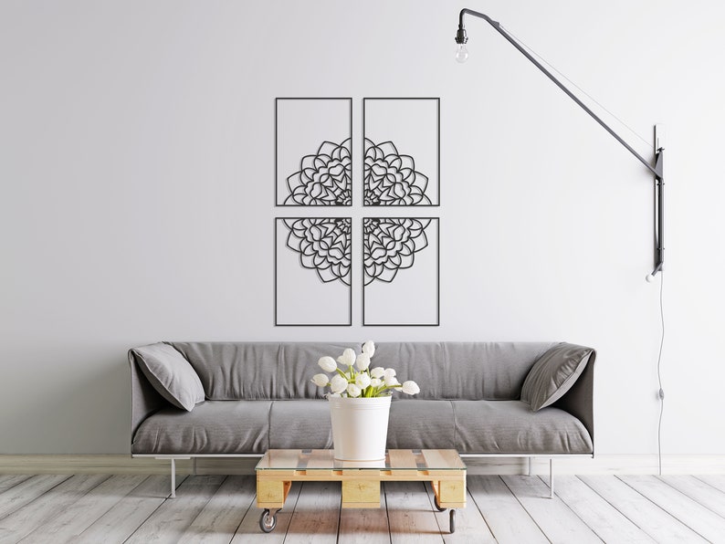 Mandala XL Wall Decor, Metal Wall Art Set, Geometric Decor Set, Metal Wall Decor Set, Living Room Decor image 4