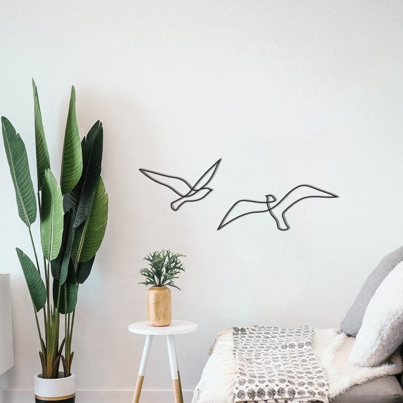 Birds Metal Wall Art Single Line Wall Decor One Line Art - Etsy