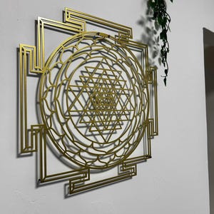 Sri Yantra Gold Metal Wall Art, Sacred Geometry Decor - Etsy