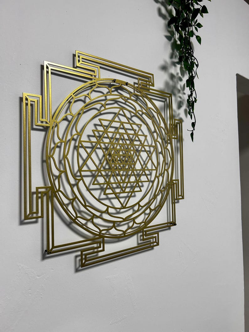 Sri Yantra Gold Metal Wall Art, Sacred Geometry Decor - Etsy