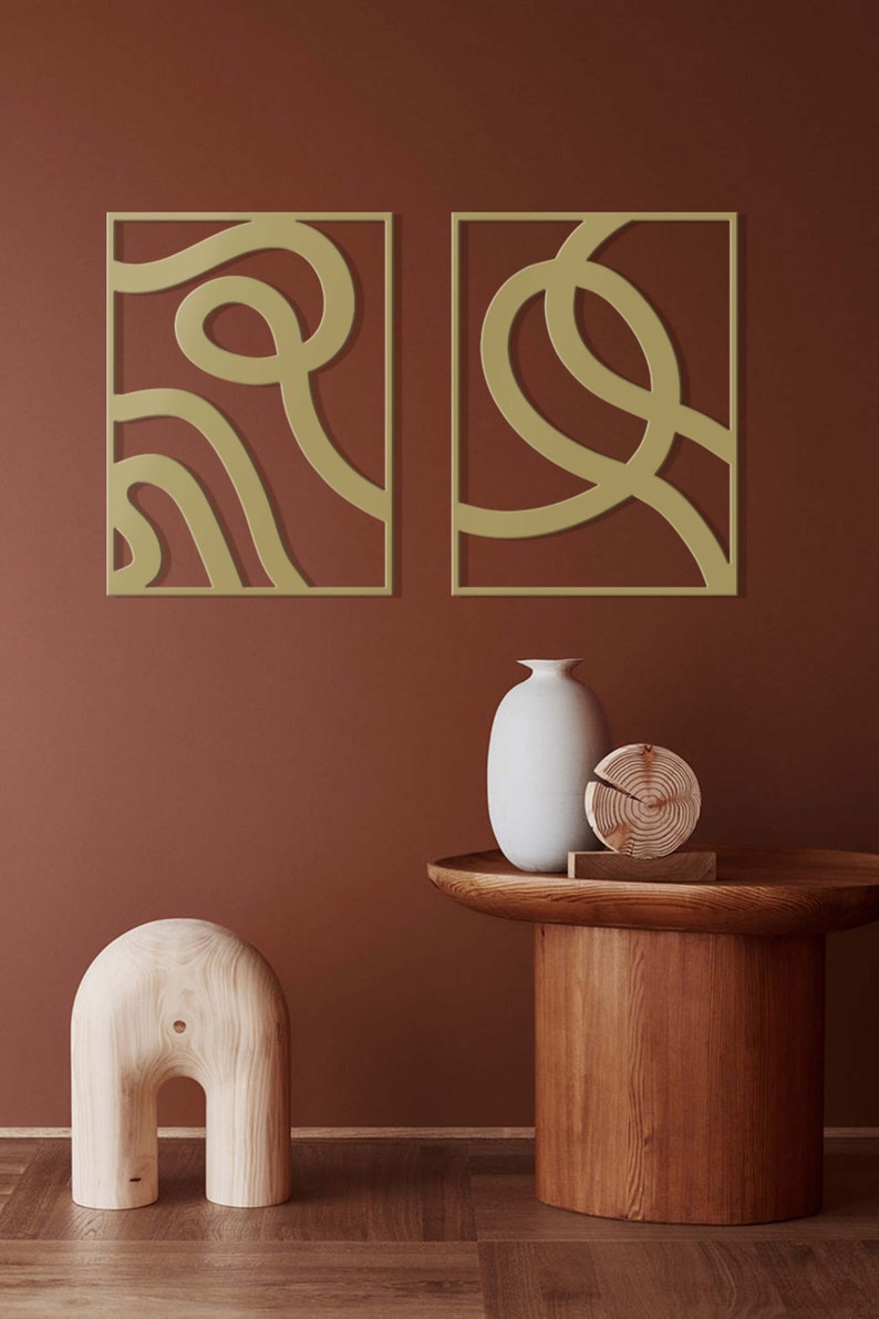 Minimalist Large Wall Art Gold Wall Decor Set Above Bed Etsy