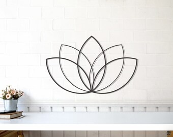 Lotus Wanddekor, Metall Lotus Blume Wandbehang, moderne Wohnzimmer Dekor, Zen und Yoga Dekor, Geburtstagsgeschenk, Geschenk für sie