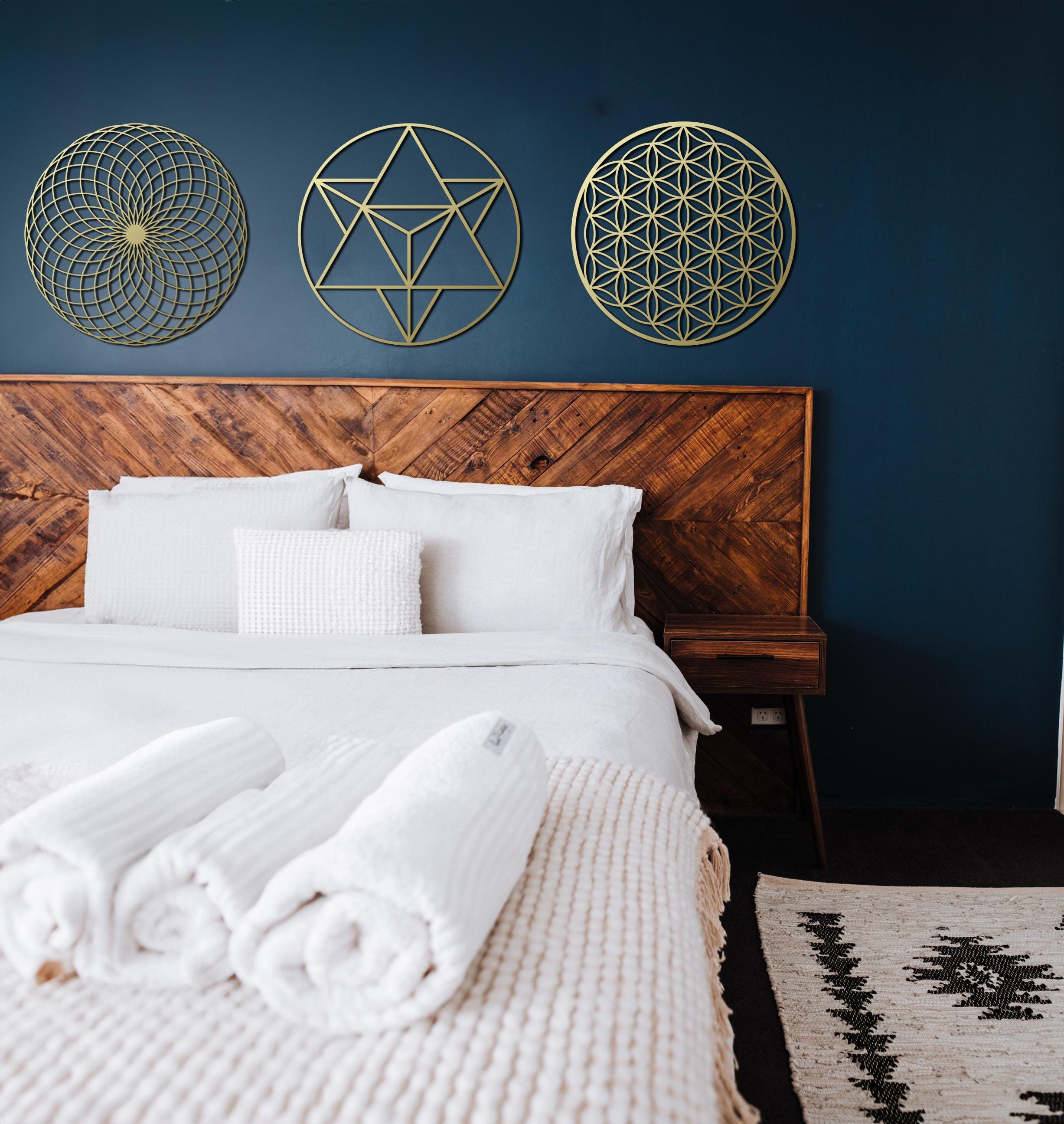 Gold Sacred Geometry Metal Art: Yoga Studio Wall Decor Set - Etsy