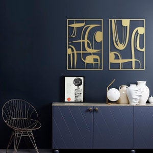 Mid Century Wall Decor Set, Abstract Metal Wall Art, Living Room Wall, Entryway Decor, Contemporary Metal Sculpture, Unique Wall Decor