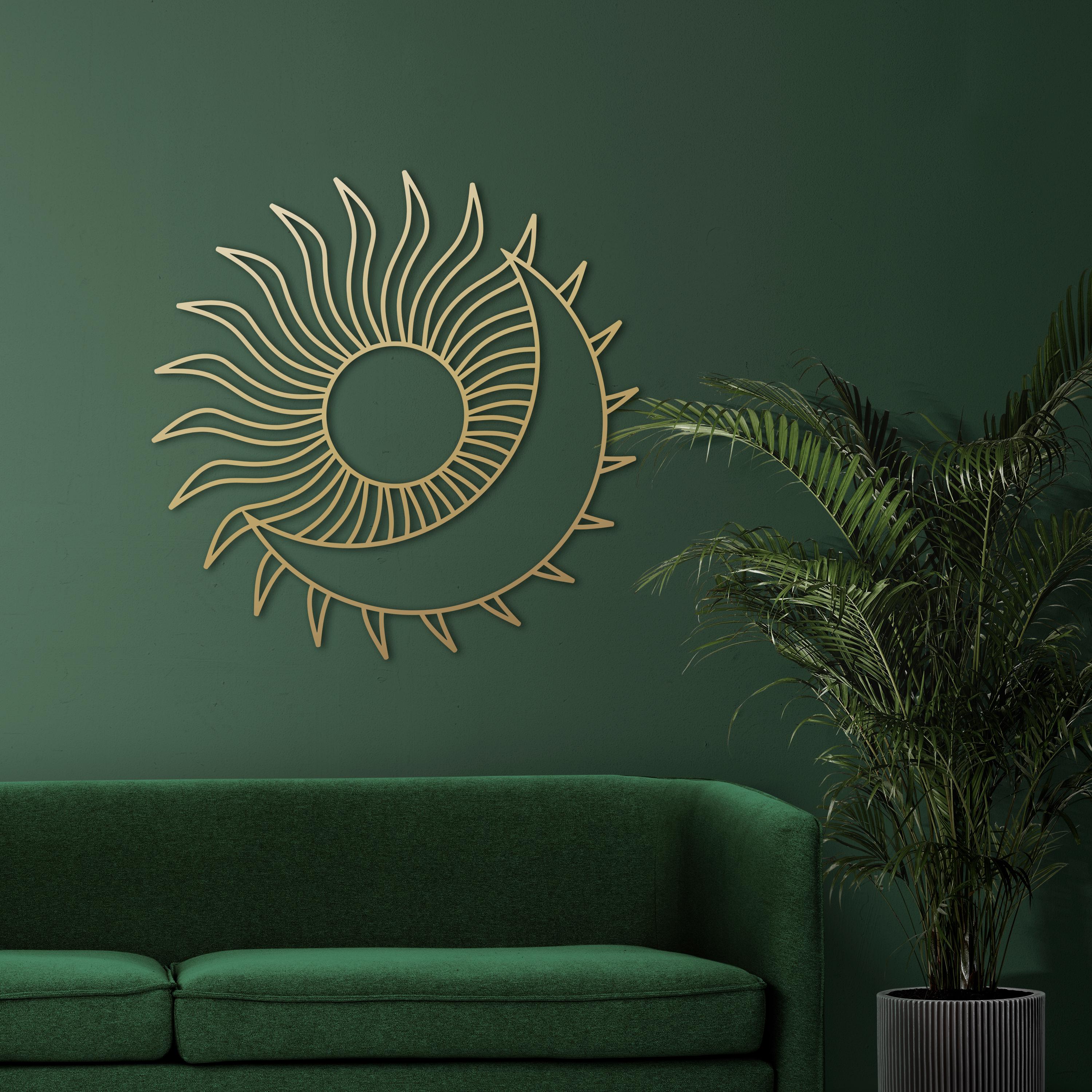 Sun and Moon Metal Wall Art: Celestial Gold Decor - Etsy