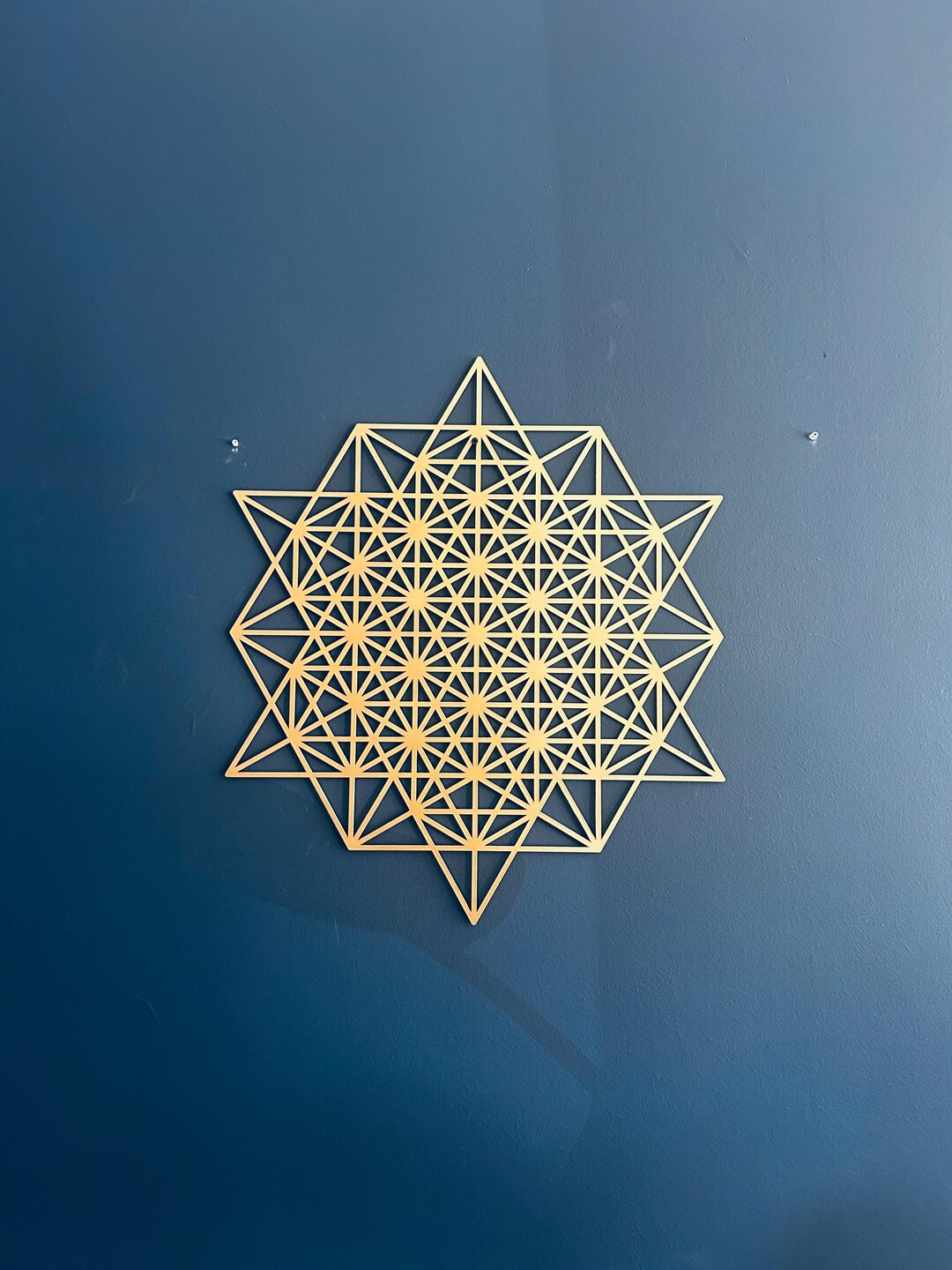 Tetrahedron Metal Wall Art, Flower of Life, Gold Sacred Geometry Wall ...