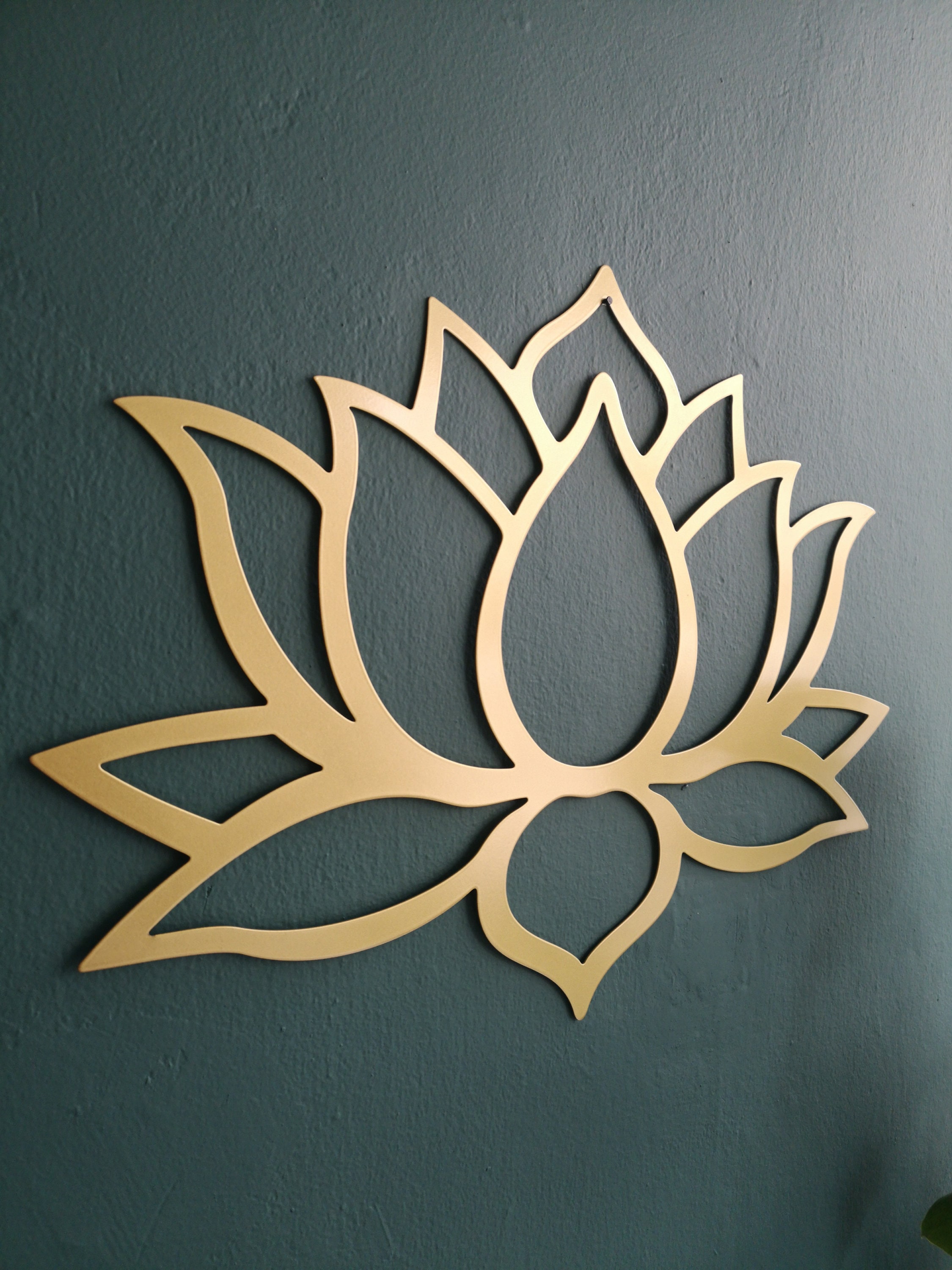 Lotus Metal Wall Art, Lotus Flower Decor, Large Wall Decor, Gold Wall Art,  Bridal Shower Gift, Modern Living Room Decor 