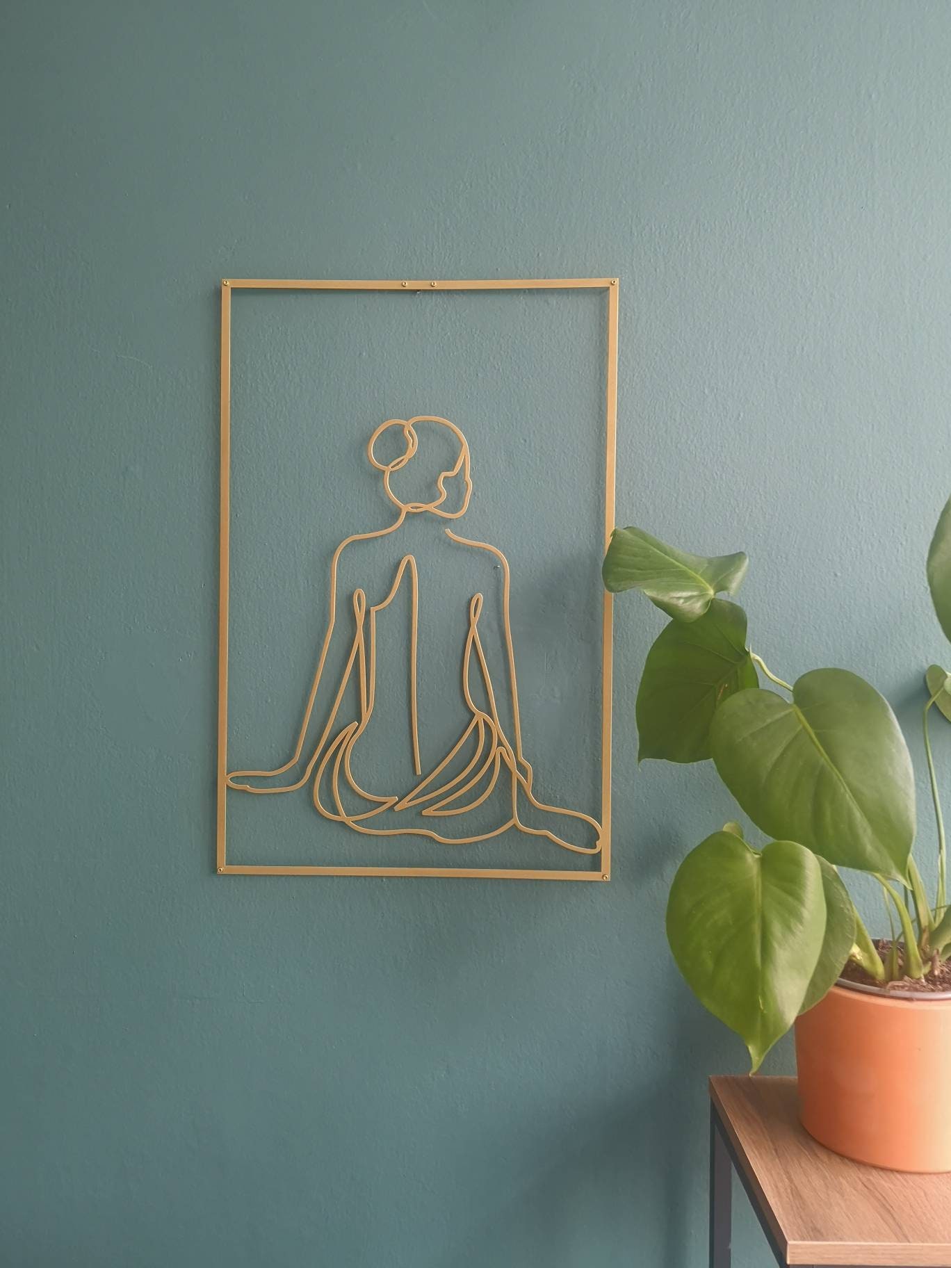 Female Body Wall Art Gold Wall Decor Woman Line Art Large Etsy