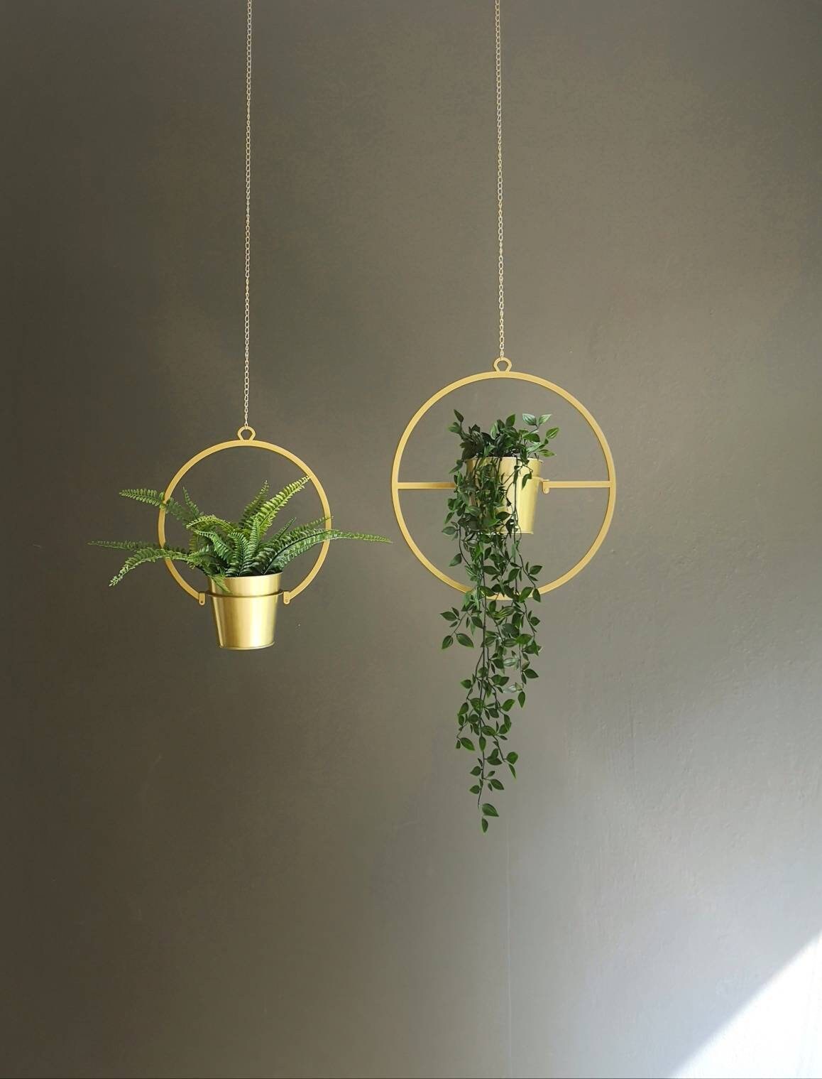Gold Plant Hanger Set: Circular Metal Indoor Planter, Scandinavian Home  Decor - Etsy