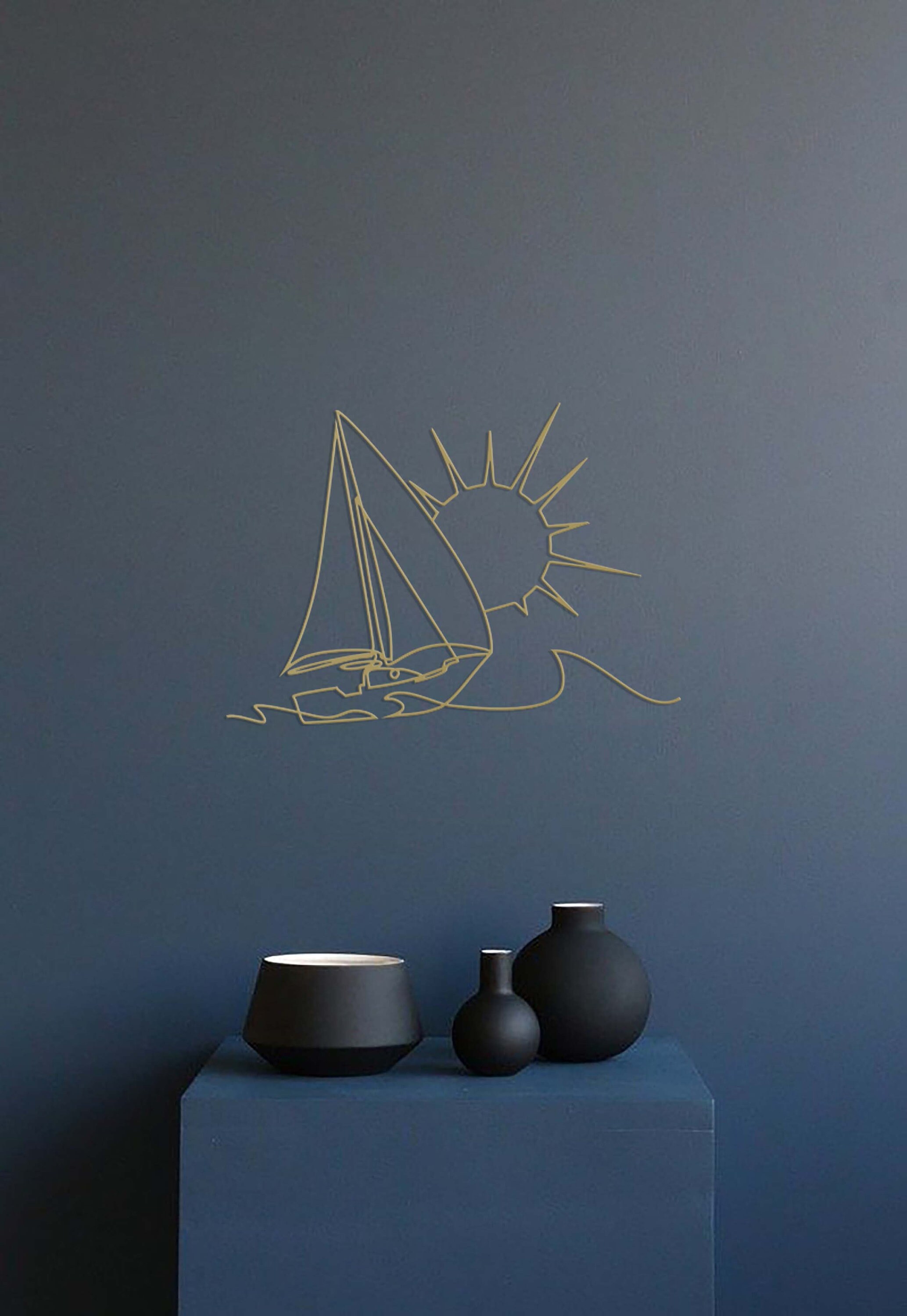 Sailboat Metal Wall Decor Minimalist Metal Wall Art Sail Etsy