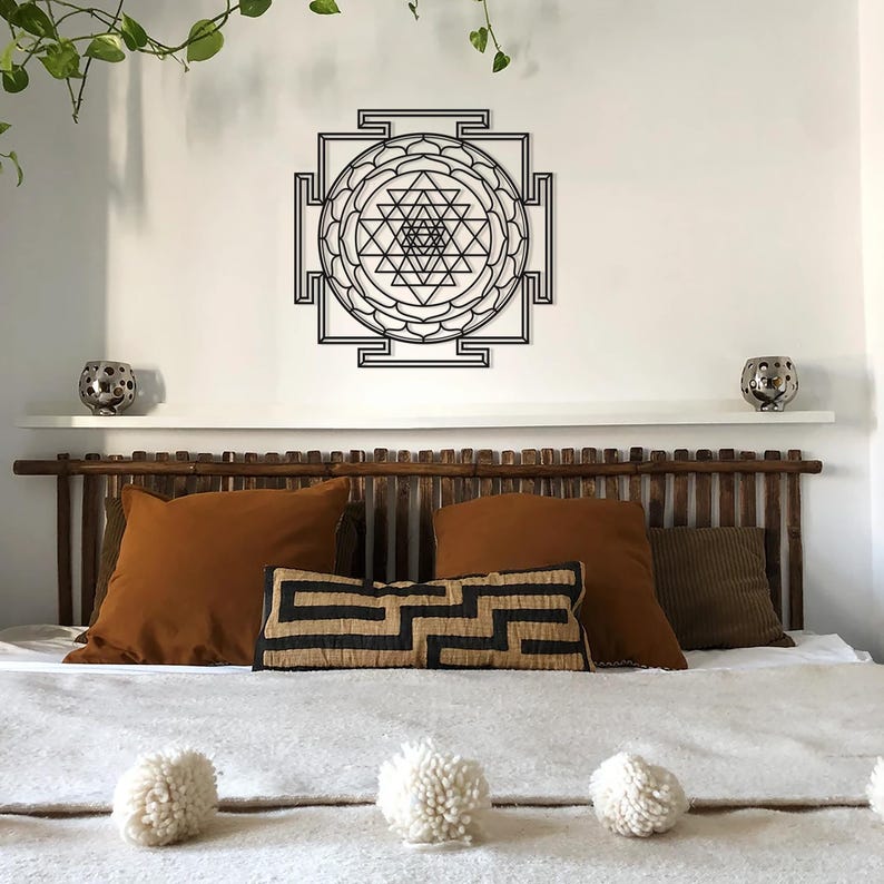 Sri Yantra Gold Metal Wall Art, Sacred Geometry Decor - Etsy