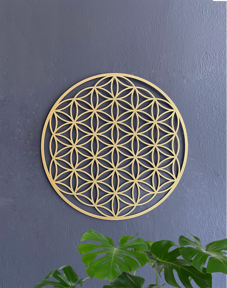 flower of life gold wall decor, gold metal wall art