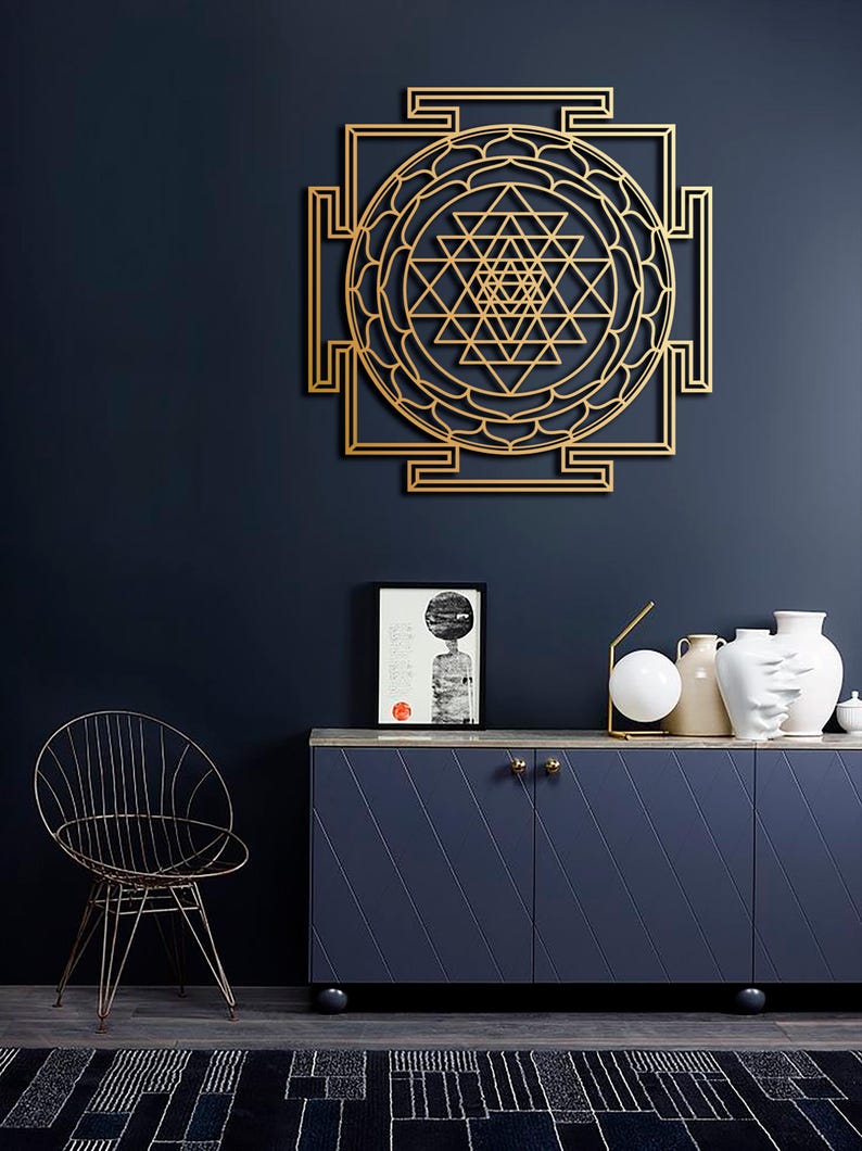 Sri Yantra Gold Metal Wall Art, Sacred Geometry Decor - Etsy