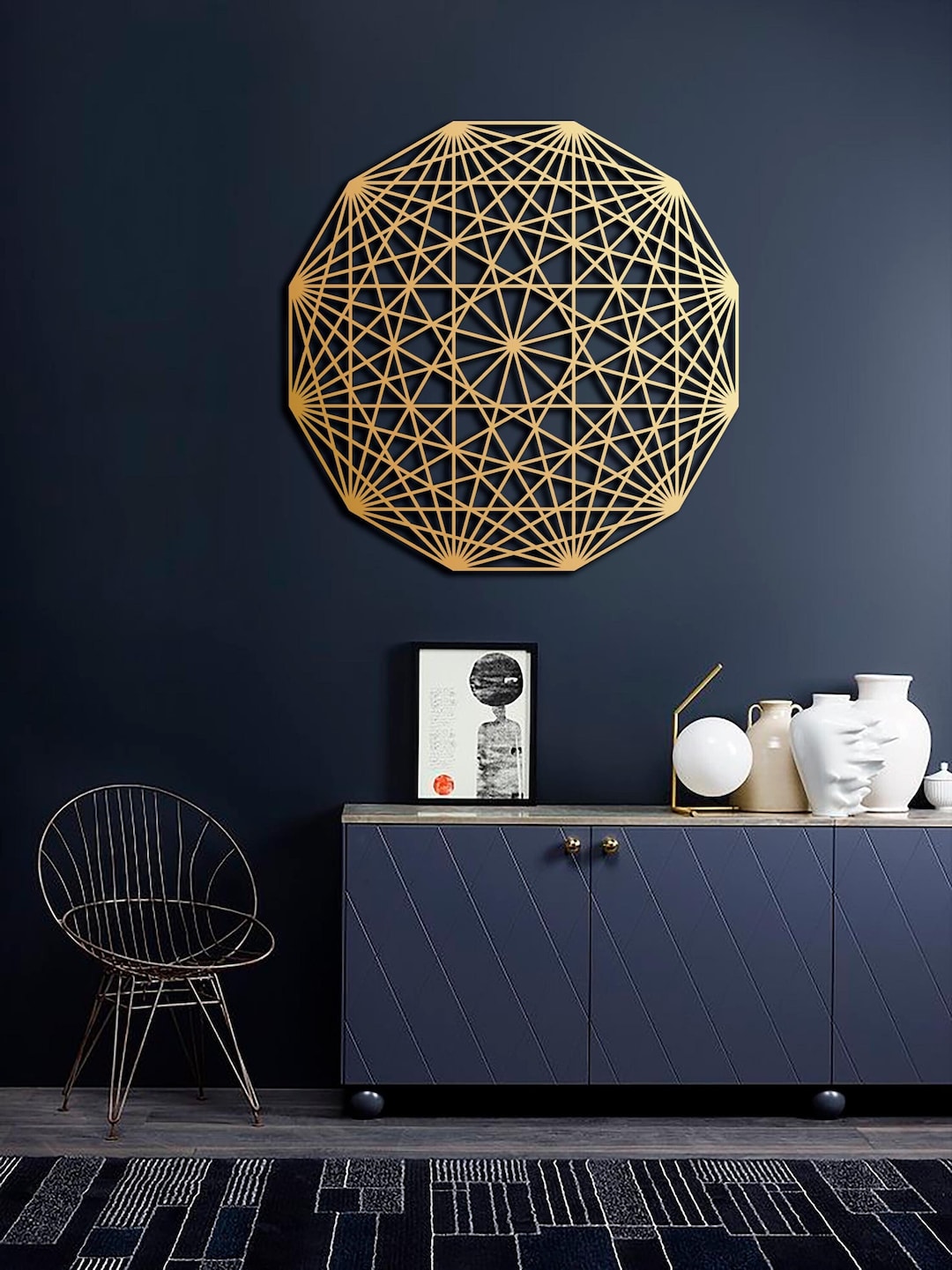 Sacred Geometry Gold Metal Wall Art, Yoga Studio Decor - Etsy