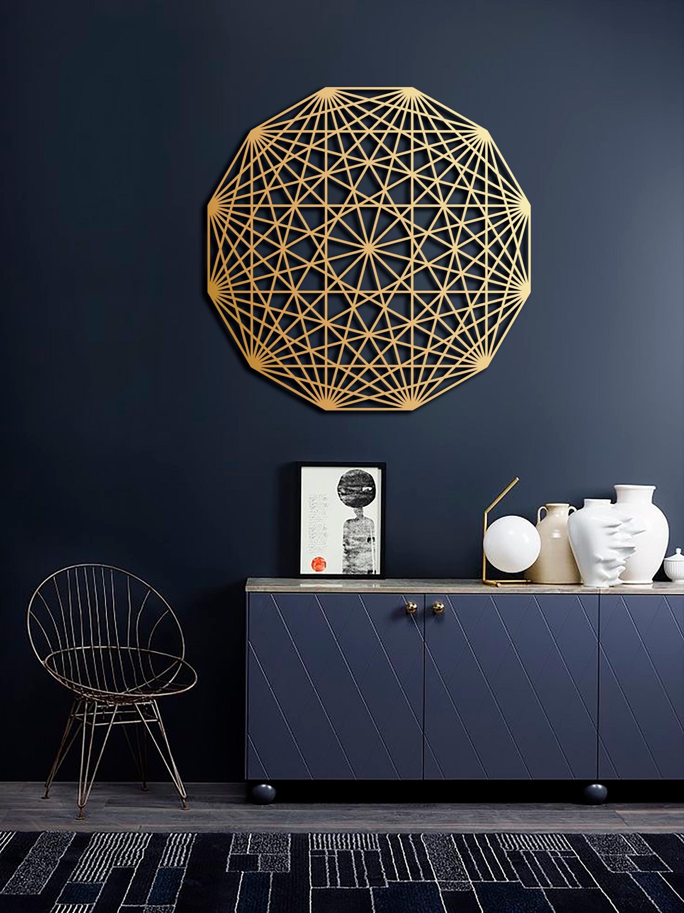 Sacred Geometry Gold Metal Wall Art, Yoga Studio Decor - Etsy