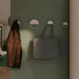 Crochets muraux en métal minimalistes : porte-manteau moderne, cintre pour chapeau - Lot de 4 Blanc