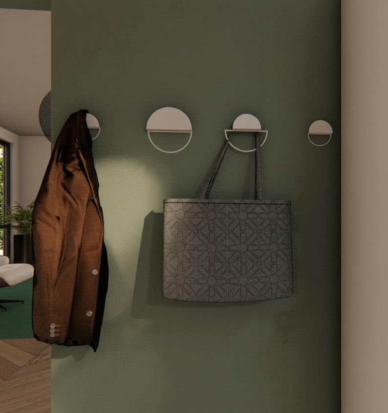 Crochets muraux en métal minimalistes : porte-manteau moderne, cintre pour chapeau - Lot de 4 Blanc