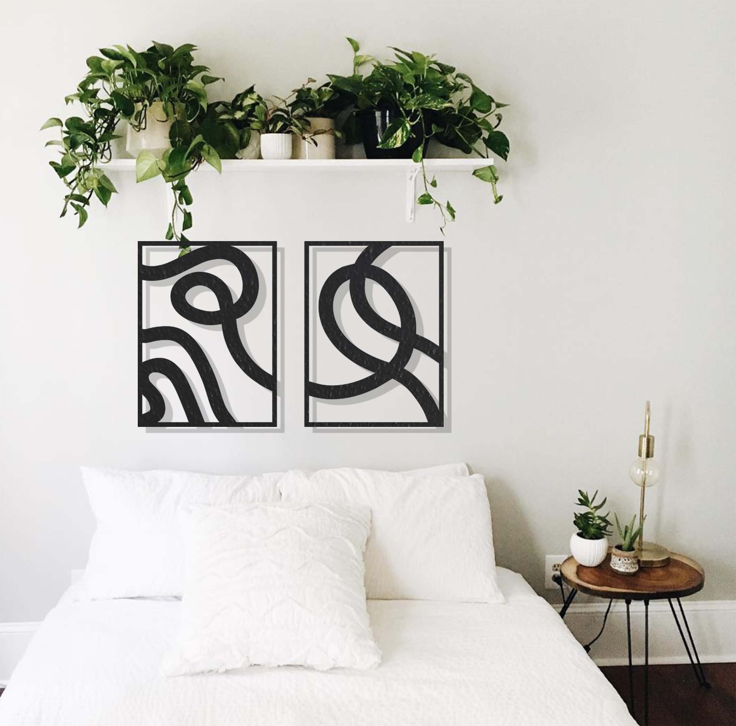 Minimalist Large Wall Art Gold Wall Decor Set Above Bed Etsy