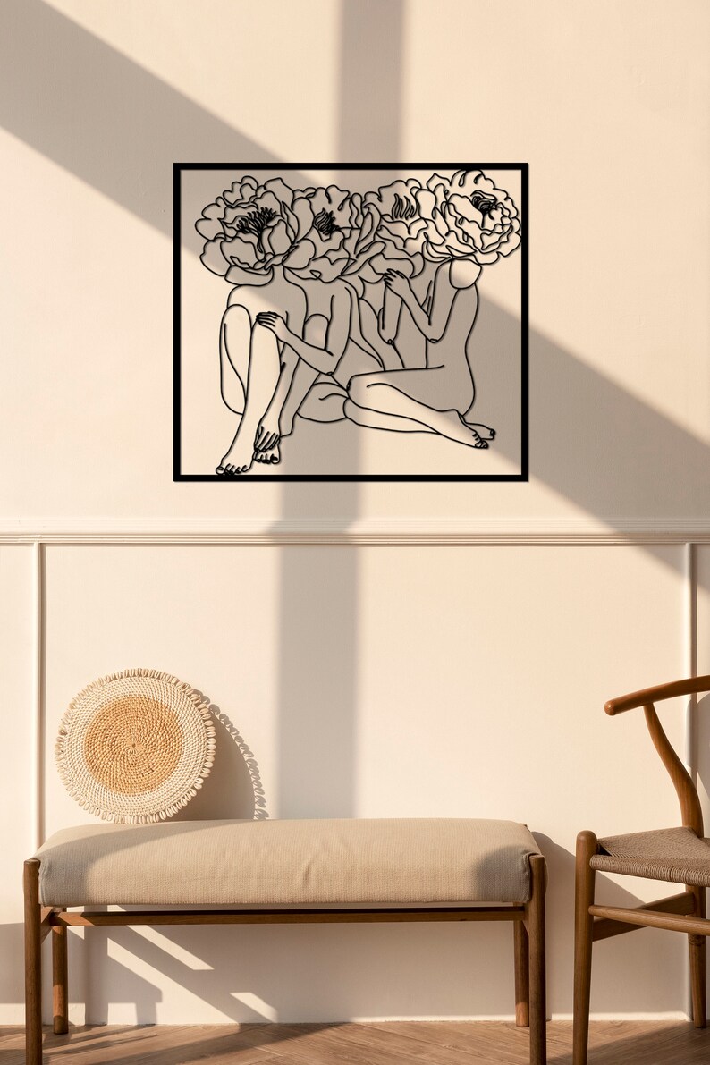 Gold Female Body Wall Art Woman Line Art Large Wall Art Etsy