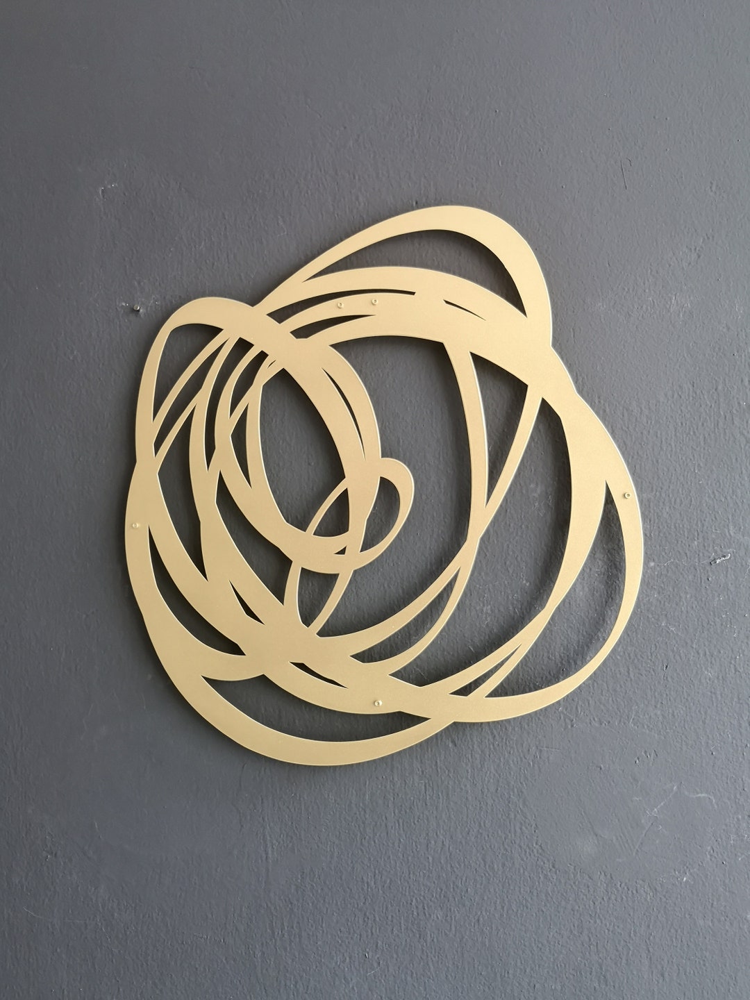 Gold Metal Sculpture, Midcentury Modern Art, Abstract Metal Wall Art, Contemporary Metal