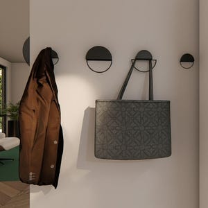 Crochets muraux en métal minimalistes : porte-manteau moderne, cintre pour chapeau - Lot de 4 Noir