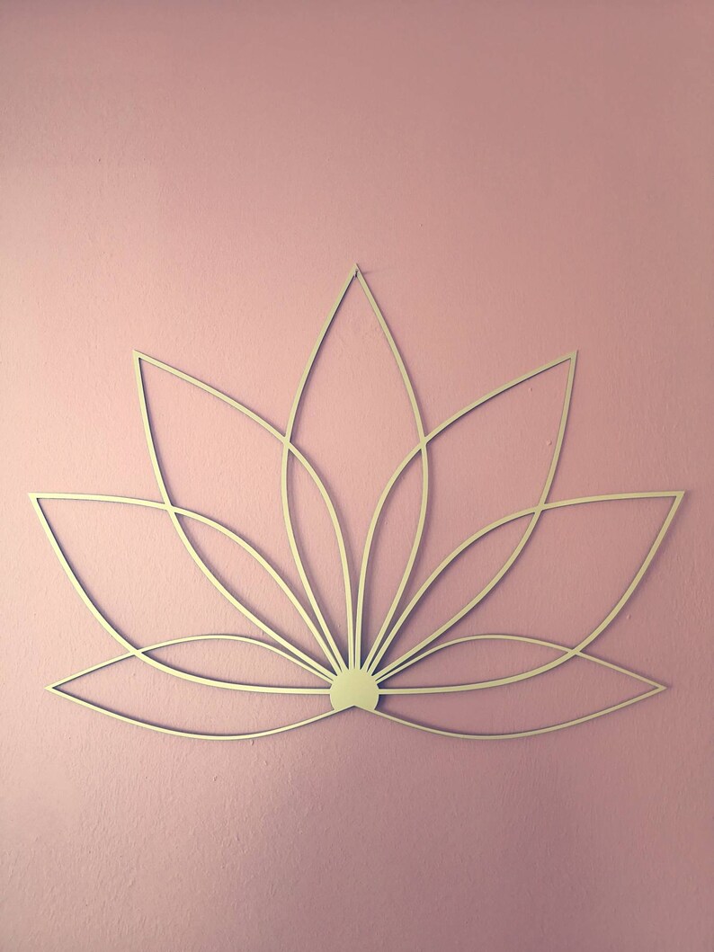 Large Gold Wall Decor Minimal Lotus Wall Art Metal Wall Art Etsy