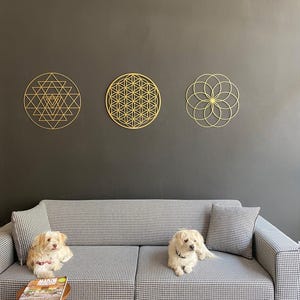 Gold Sacred Geometry Metal Art: Yoga Studio Wall Decor Set - Etsy