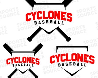 Pliki SVG DXF PNG baseballu Cyclones, logo zespołu, pliki sylwetki, pliki Cricut, pliki cięcia SVG, pliki cięcia, drukowane cliparty