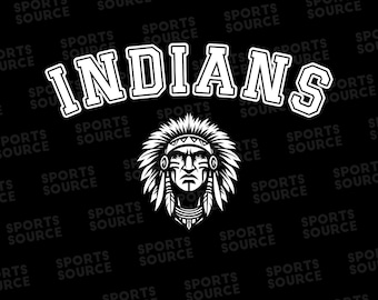 Indians Logo SVG, Szablon drużyny sportowej do piłki nożnej, baseballu, koszykówki, piłki nożnej, lacrosse i innych sportów