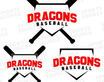 Pliki SVG DXF PNG Dragons Baseball, Logo zespołu, Pliki sylwetki, Pliki Cricut, Pliki cięcia SVG, Pliki cięcia, Clipart do druku