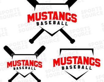Pliki SVG DXF PNG Mustangs Baseball, Logo drużyny, Pliki sylwetki, Pliki Cricut, Pliki cięcia SVG, Pliki cięcia, Clipart do druku