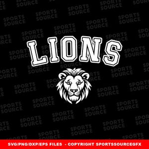 Lions SVG Cut Files for Cricut Silhouette, Lions PNG Clipart, School Spirit, Lions Logo Mascot,