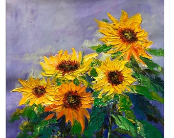 Oil painting, original oil painting, oil painting on canvas, wall art, impression sunflower 40cm ×  Boho Wall Decor Home Decor