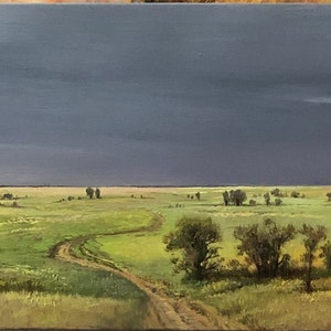 Bashang Grassland Oil Painting: Original Landscape Art (40cm x 150cm)