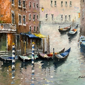 Italian Venice city landscape painting, original Venice city art painting Home decoration, Boho Wall Decor Home Decor