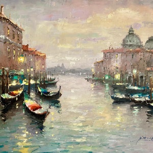 Italian Venice city landscape painting, original Venice city art painting  20 &quot;/24&quot;Home decoration, Boho Wall Decor Home Decor