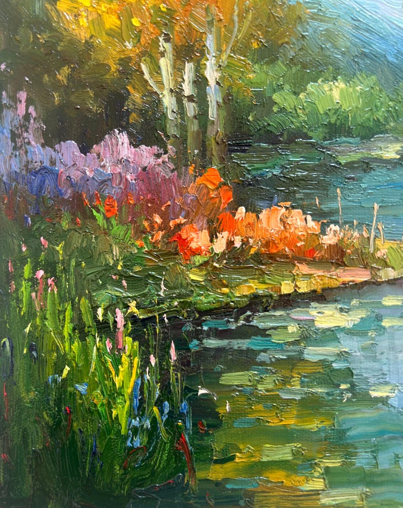 Original River Landscape Oil Painting, Impressionist Nature Wall Art ...