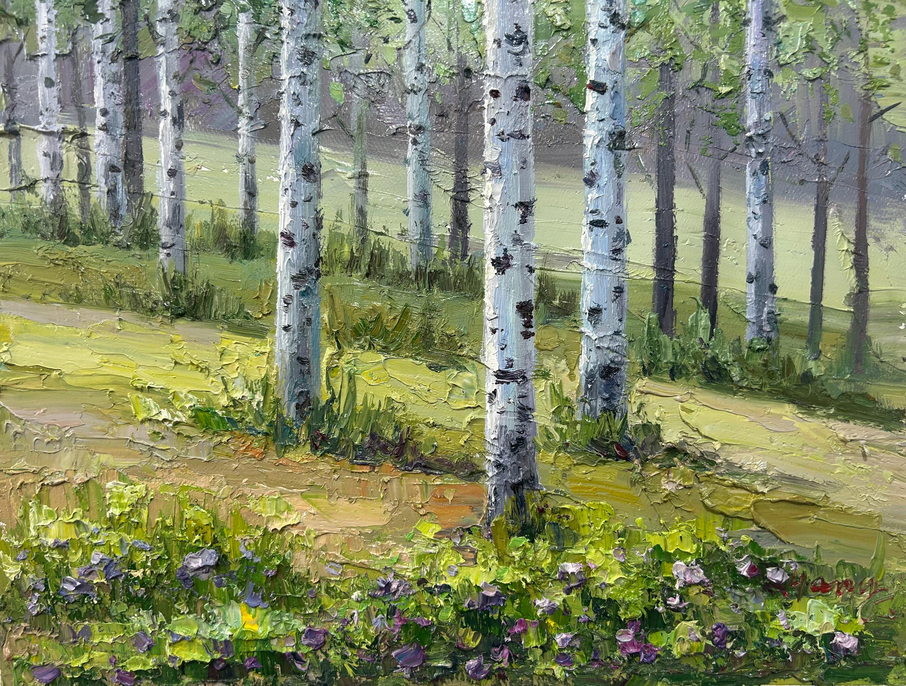Original Landscape Oil Painting, Birch Forest Oil Painting on Canvas ...