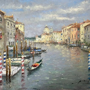 Italian Venice city landscape painting, original Venice city art painting  Home decoration, Boho Wall Decor Home Decor