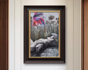 Original Body Art Oil Painting: "Long Season" - Modern Realism Canvas Wall Art