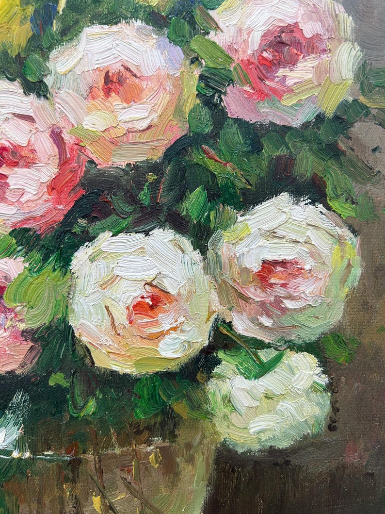 Original Oil Painting Rose Flower Art Impressionist Floral Wall Decor original-oil-painting-rose-flower-art-impressionist-floral-wall-decor
