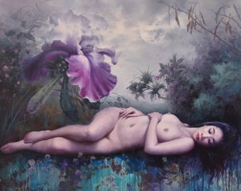 Rose Dream Oil Painting: Woman in Flowers, Classical Realism Art