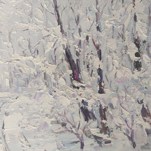 Landscape oil painting snow scene, on canvas, shops wall art, 20 inches /24 inches